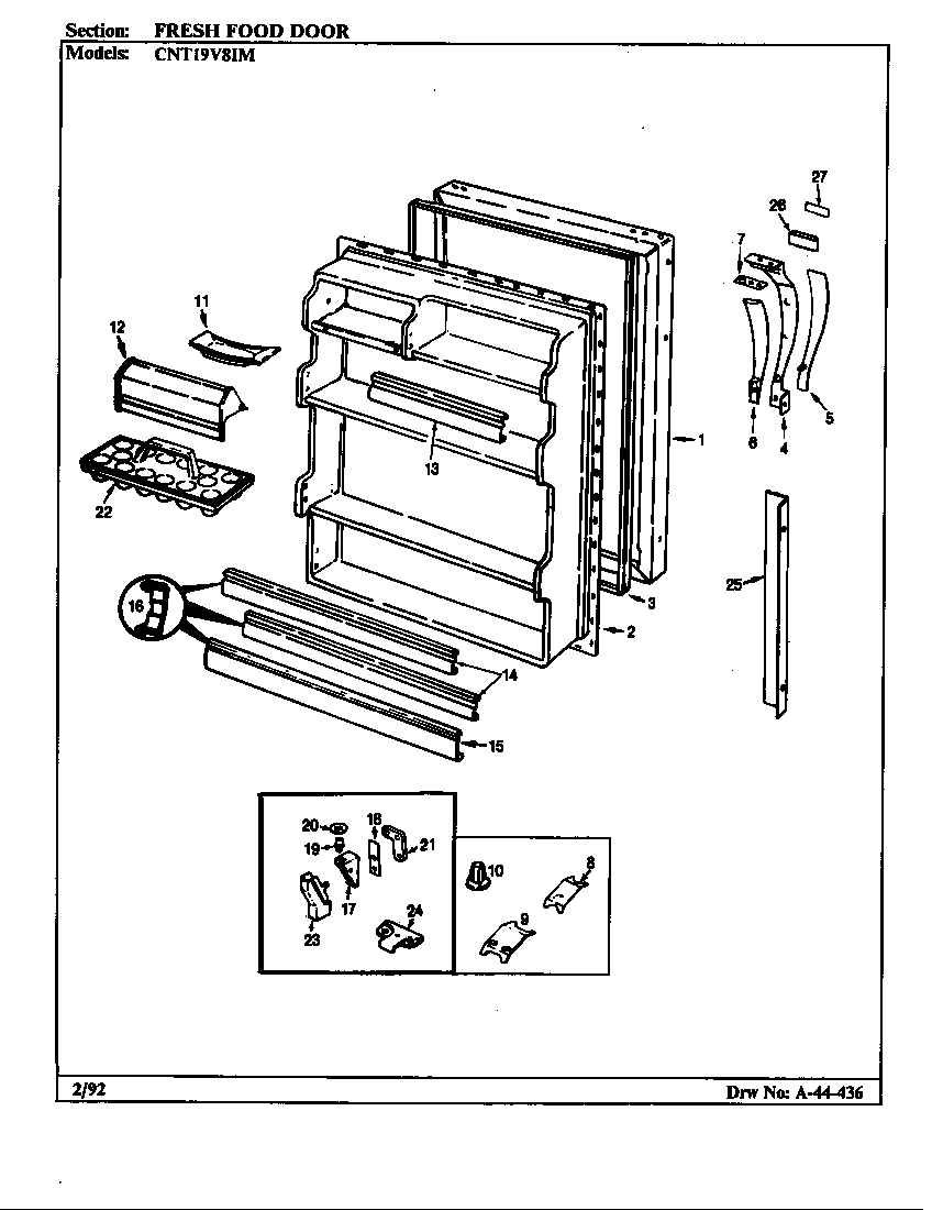 Crosley CNT19V8IMH/CC55A fresh food door diagram