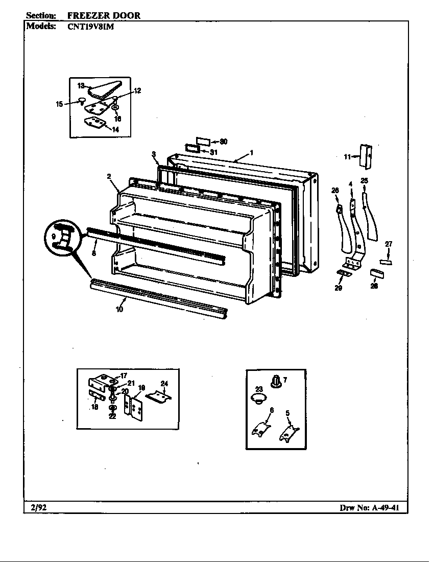 Crosley CNT19V8IMH/CC55A freezer door diagram
