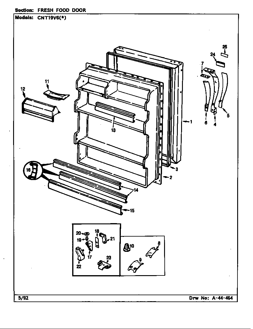 Crosley CNT19V6A/CC51A fresh food door diagram