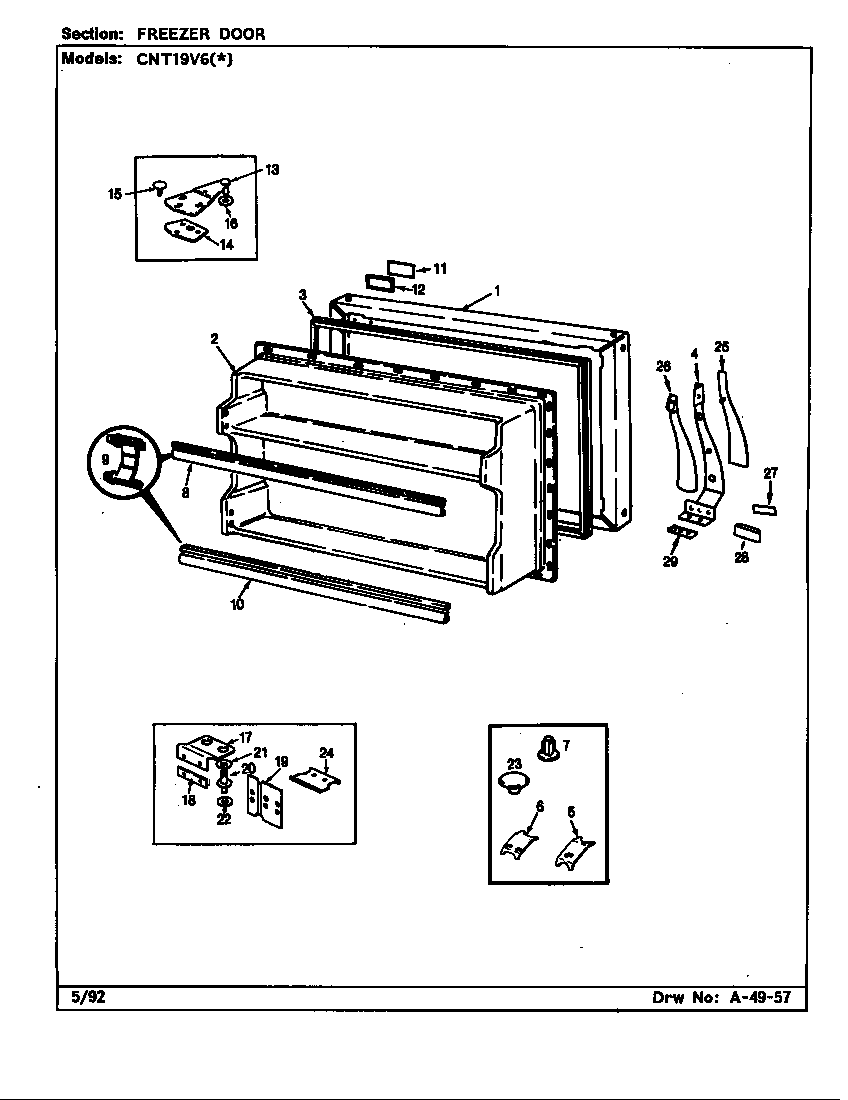 Crosley CNT19V6A/CC51A freezer door diagram