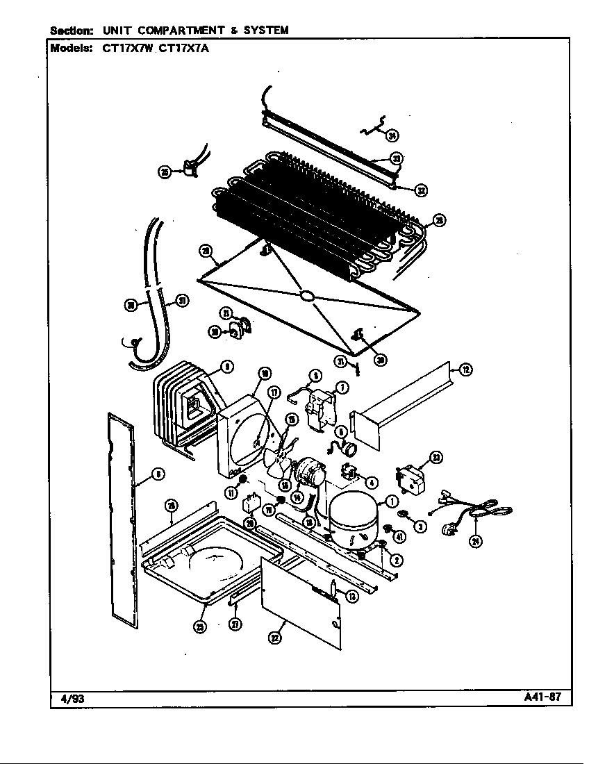 Crosley CT17X7A/DC38A unit compartment & system diagram