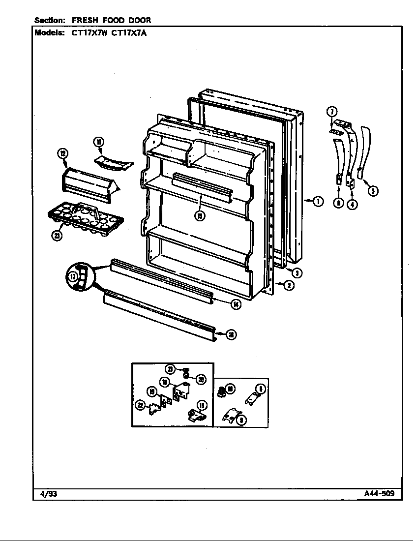 Crosley CT17X7A/DC38A fresh food door diagram