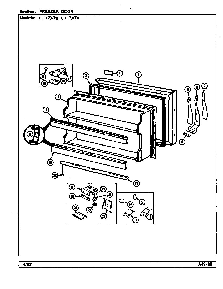 Crosley CT17X7A/DC38A freezer door diagram