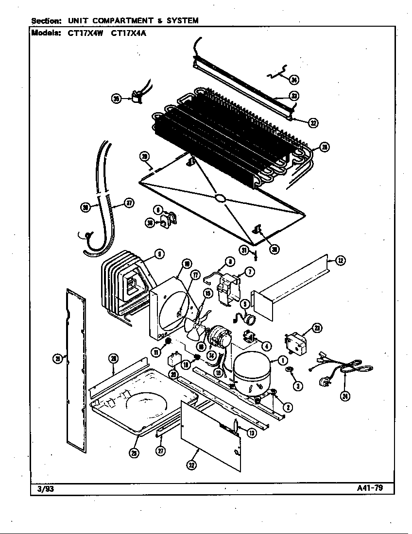 Crosley CT17X4W/DC33B unit compartment & system diagram