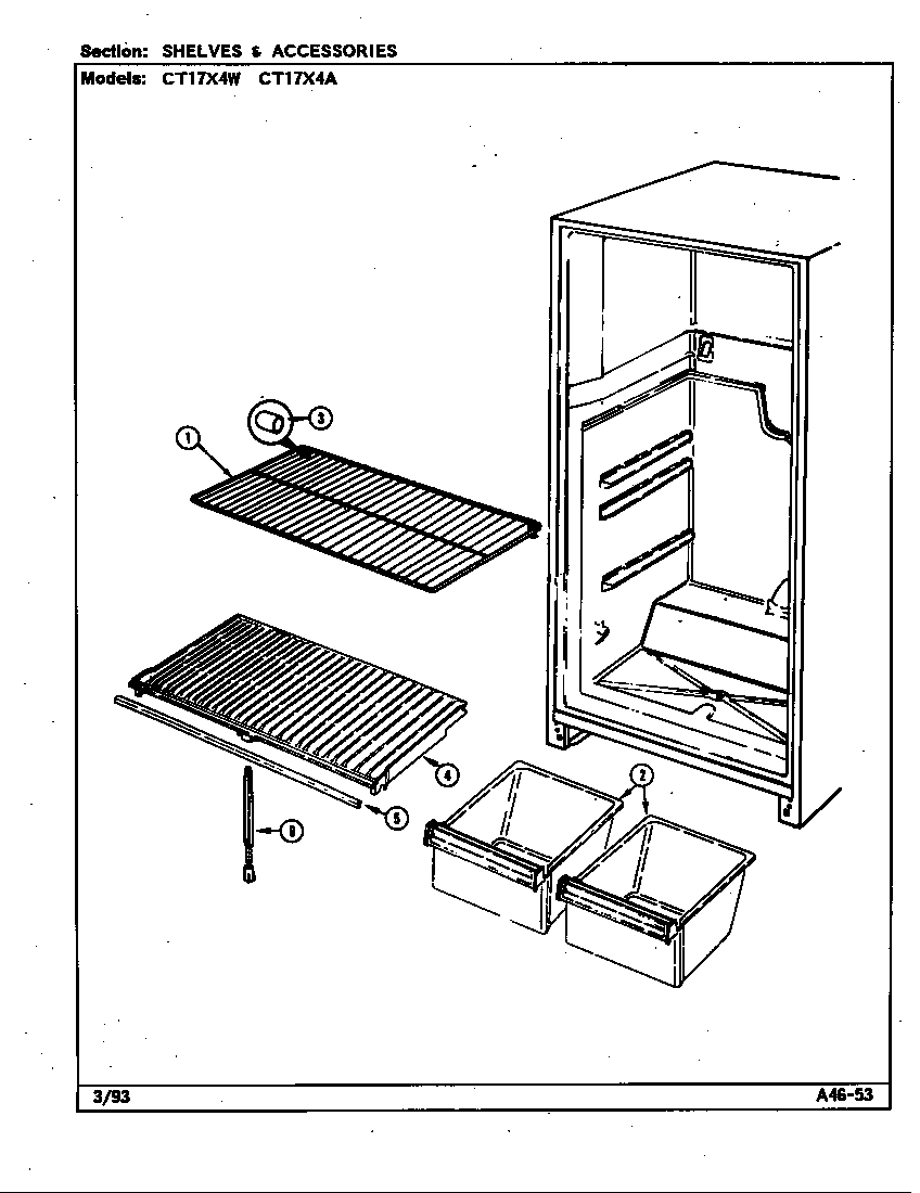 Crosley CT17X4W/DC33B shelves & accessories diagram
