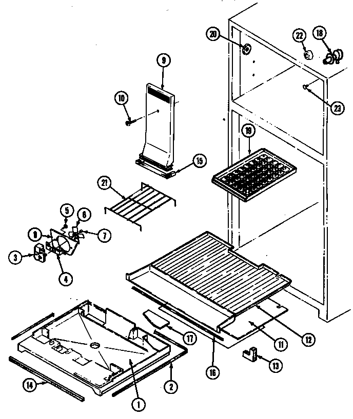 Crosley CT17X4W/DC33B freezer compartment diagram