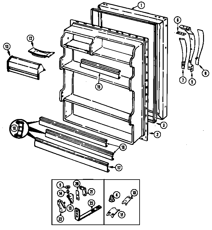 Crosley CT17X4W/DC33B fresh food door diagram