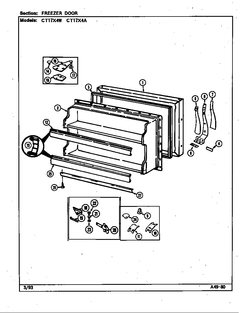 Crosley CT17X4W/DC33B freezer door diagram