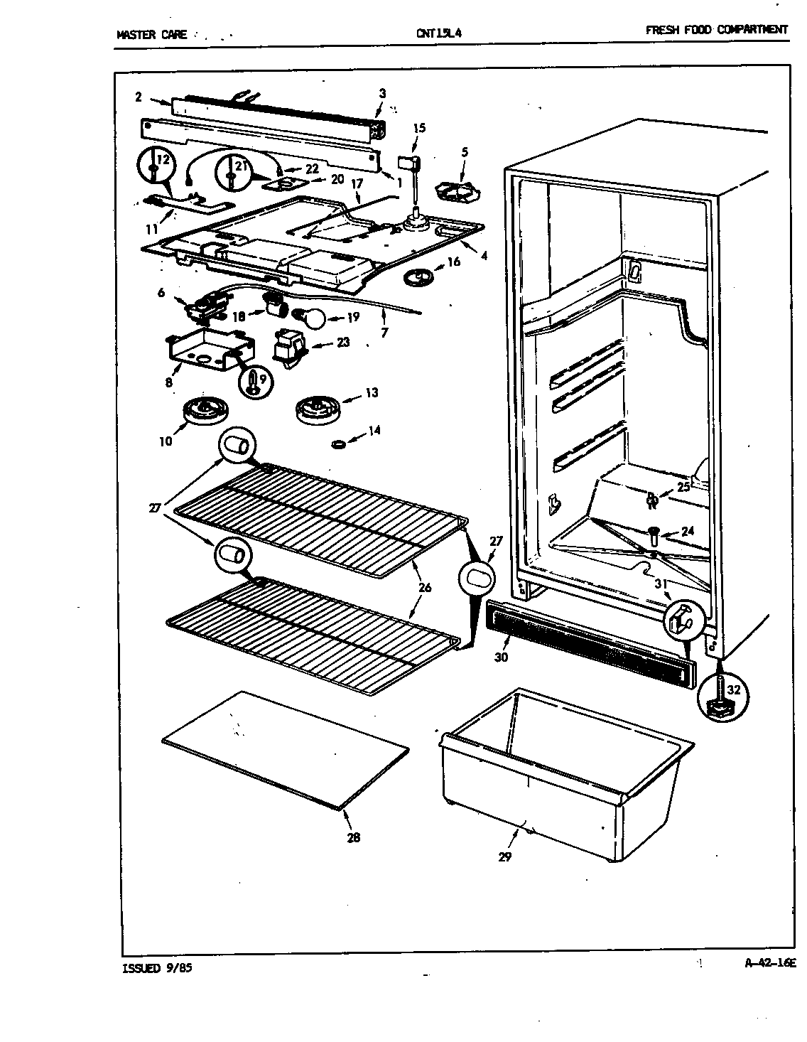 Crosley CNT15L4/5A48A unit compartment & system diagram