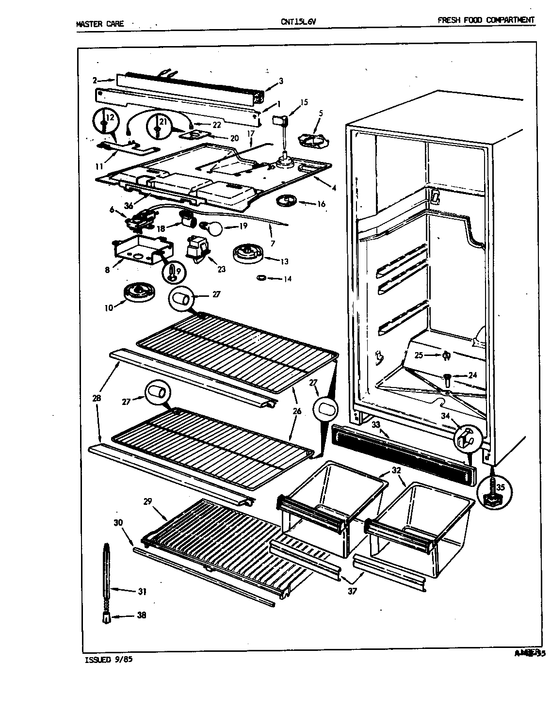 Crosley CNT15L6A/5A41A unit compartment & system diagram
