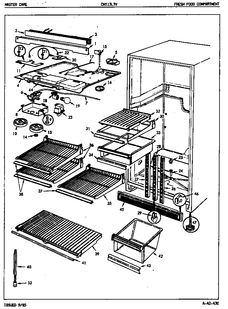 Crosley CNT17L7H/5A42A fresh food compartment diagram