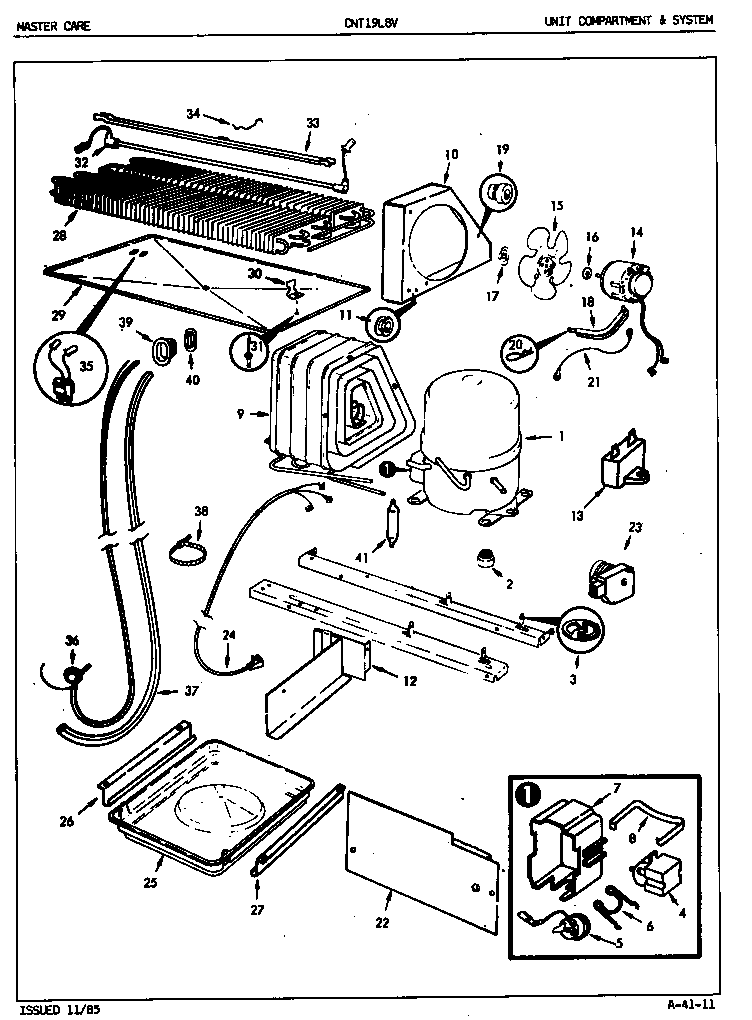 Crosley CNT19L8/5A45B unit compartment & system diagram