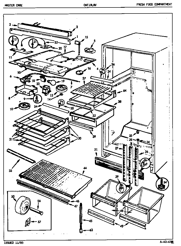 Crosley CNT19L8/5A45B fresh food compartment diagram