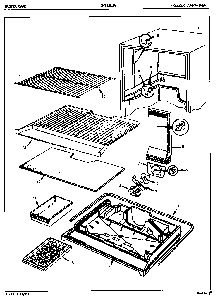 Crosley CNT19L8/5A45B freezer compartment diagram