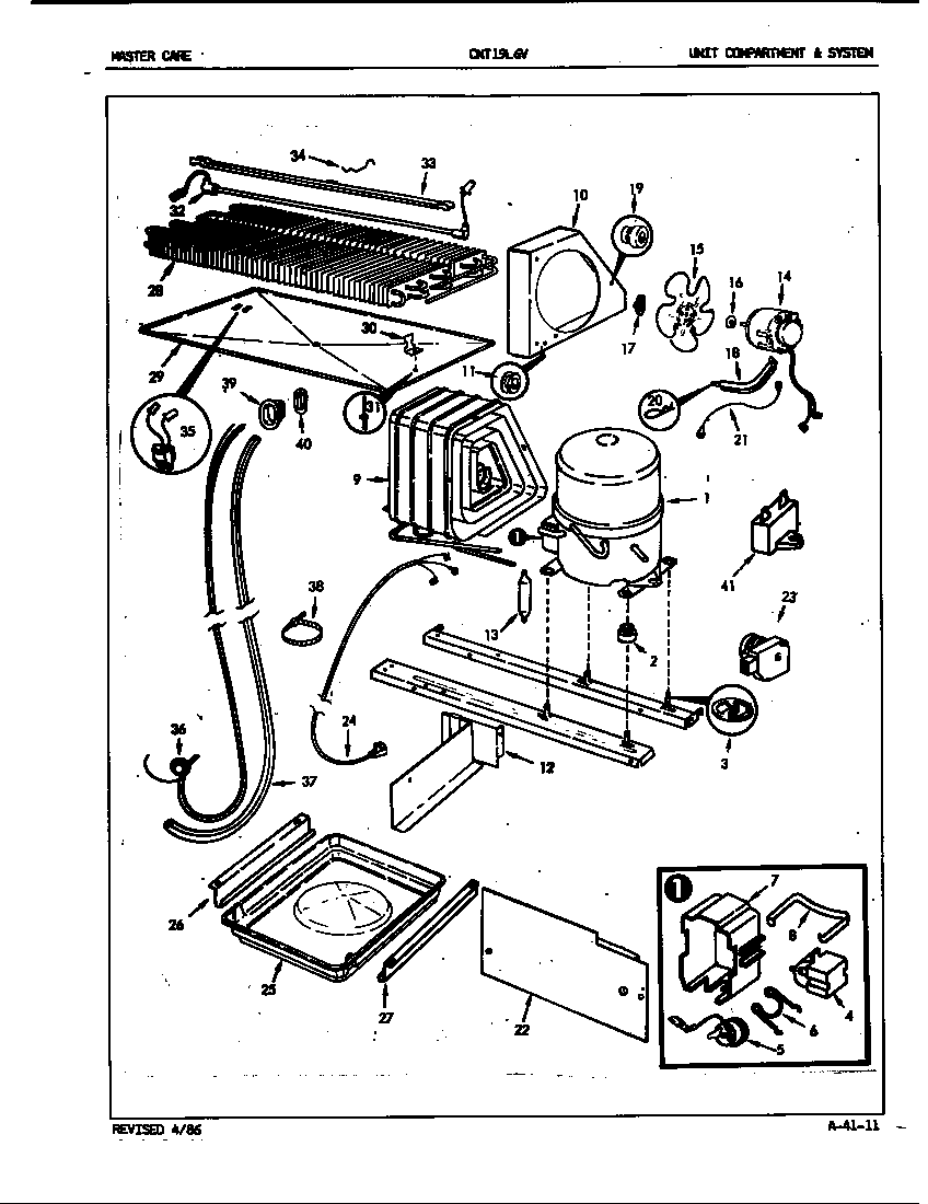 Crosley CNT19L6VA/5A44A unit compartment & system diagram