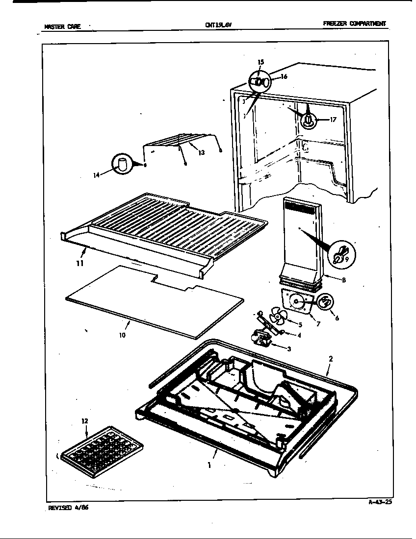 Crosley CNT19L6VA/5A44A freezer compartment diagram