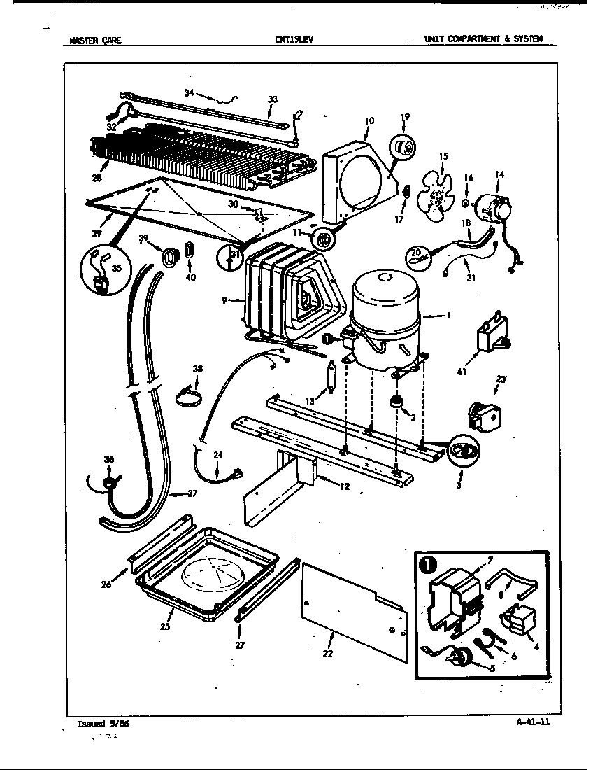 Crosley CNT19LEV/5E52A unit compartment & system diagram