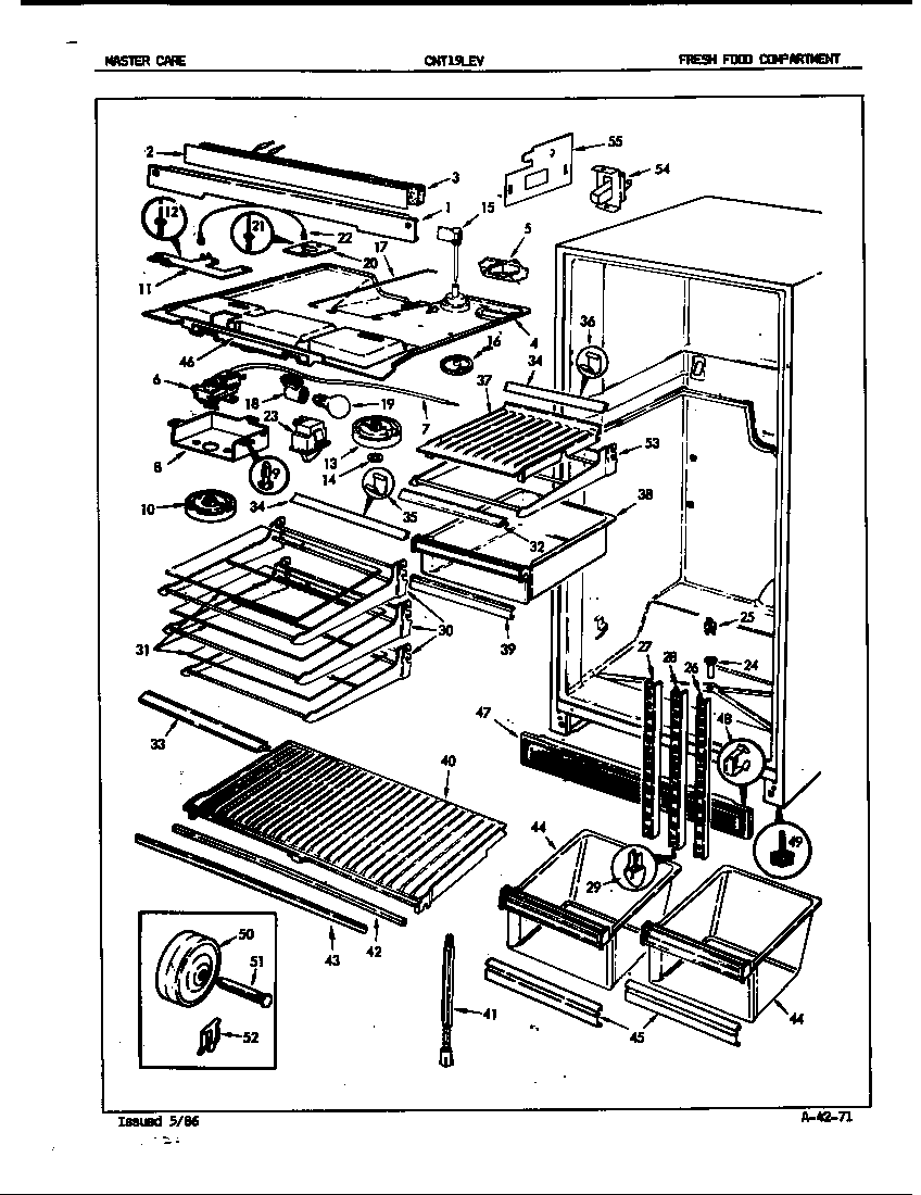Crosley CNT19LEV/5E52A fresh food compartment diagram