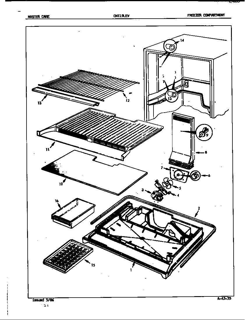 Crosley CNT19LEV/5E52A freezer compartment diagram