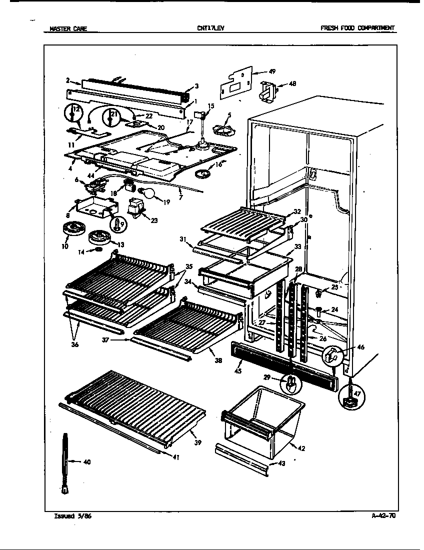 Crosley CNT17LEV/5E51A fresh food compartment diagram