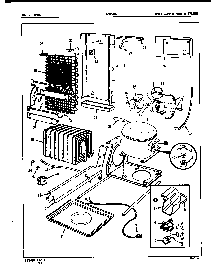 Crosley CNS22M6H/5M63B unit compartment & system diagram