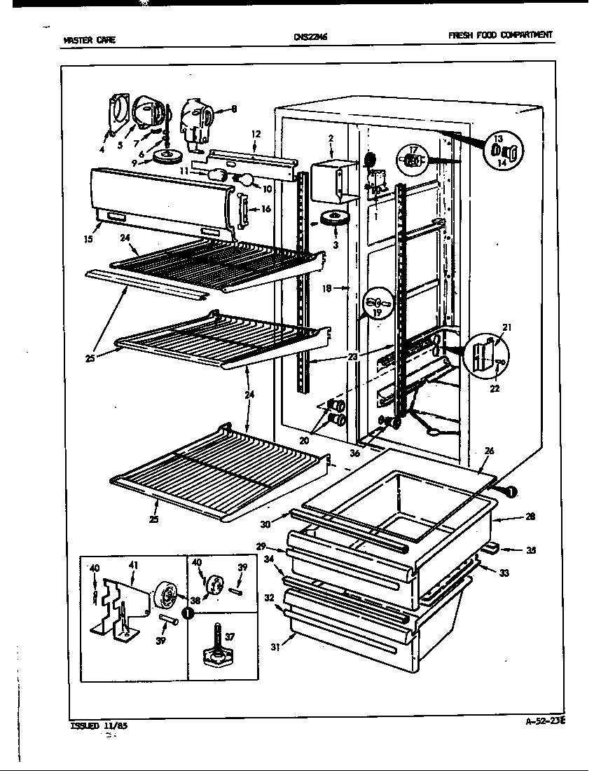 Crosley CNS22M6H/5M63B fresh food compartment diagram