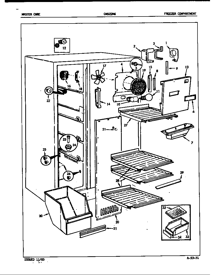 Crosley CNS22M6H/5M63B freezer compartment diagram