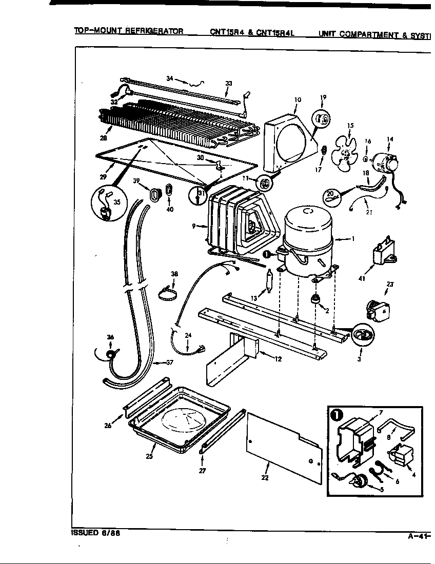 Crosley CNT15R4H/8A01A unit compartment & system diagram