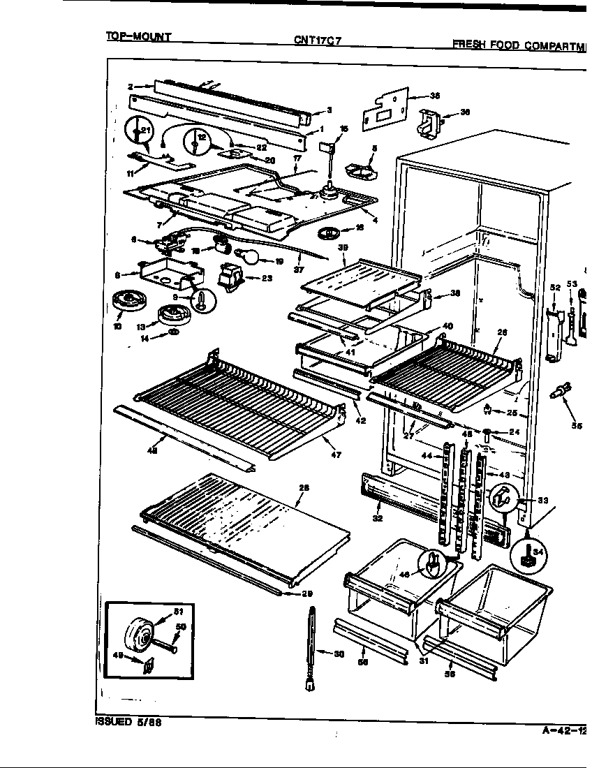 Crosley CNT17C7H/7C28A fresh food compartment diagram