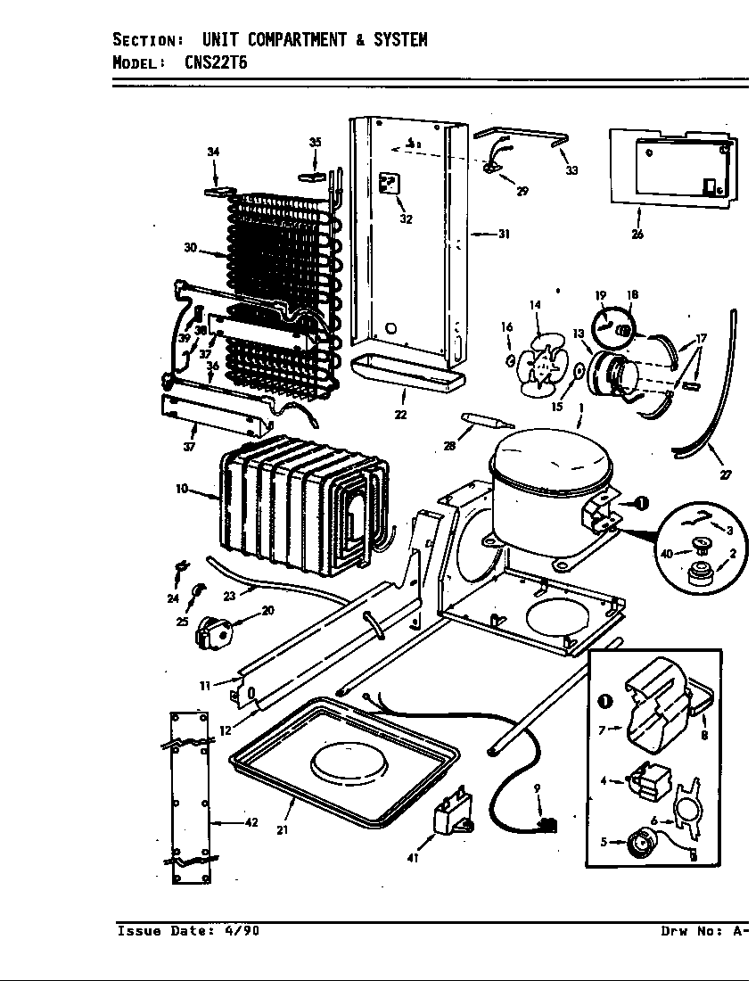 Crosley CNS22T6/8L06A unit compartment & system diagram