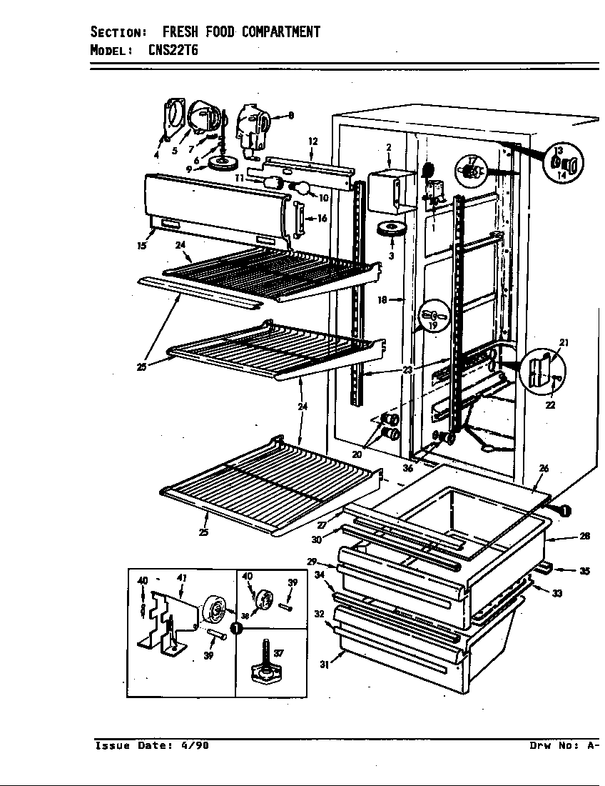 Crosley CNS22T6/8L06A fresh food compartment diagram