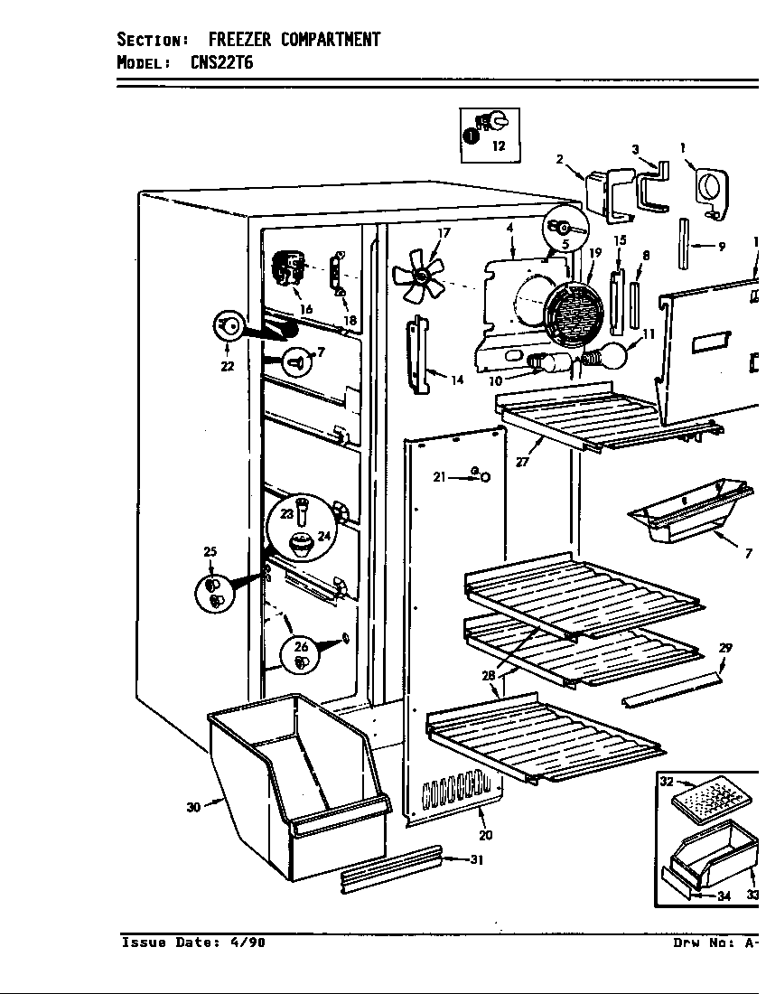 Crosley CNS22T6/8L06A freezer compartment diagram