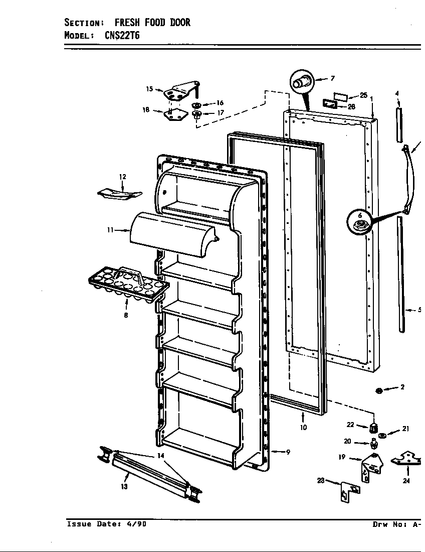 Crosley CNS22T6/8L06A fresh food door diagram