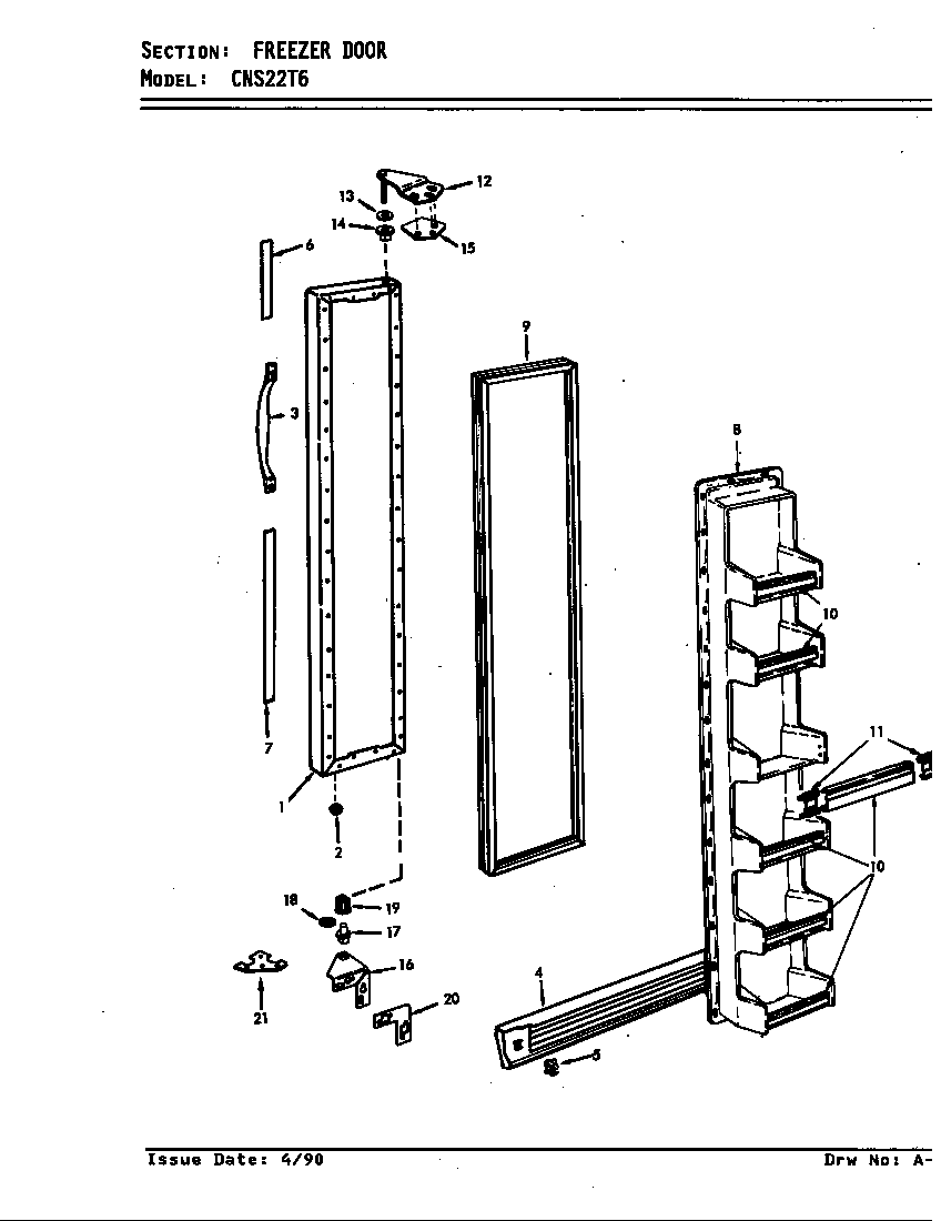 Crosley CNS22T6/8L06A freezer door diagram