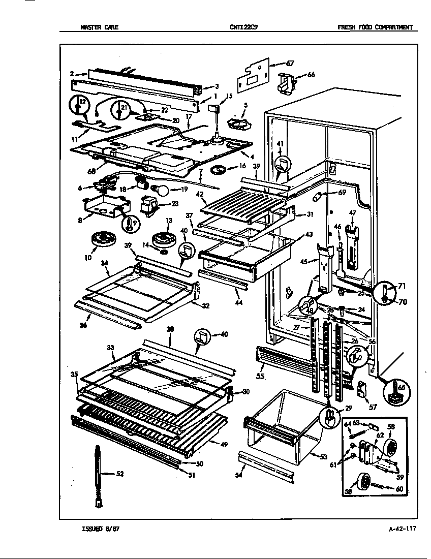 Crosley CNTI22C9A/7B10A fresh food compartment diagram