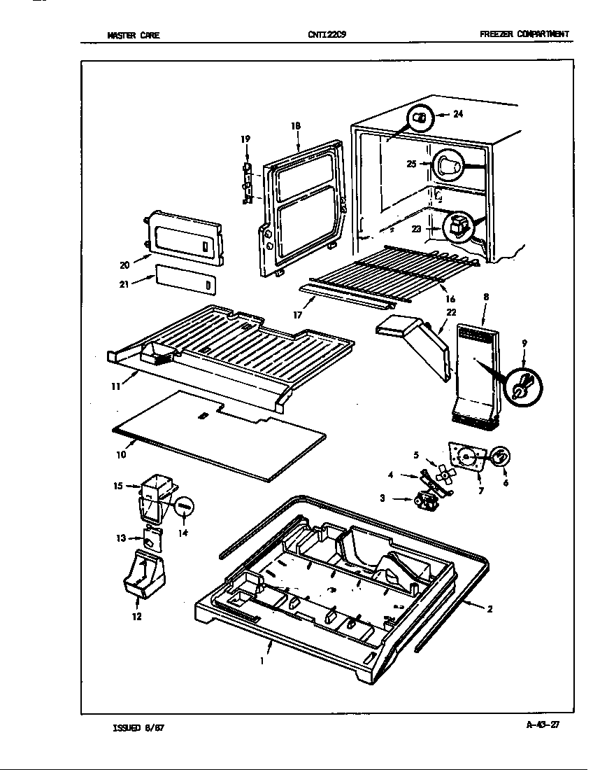 Crosley CNTI22C9A/7B10A freezer compartment diagram