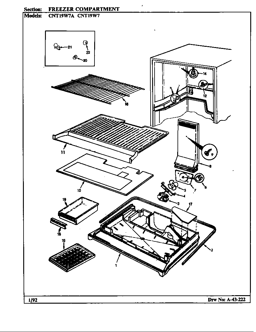 Crosley CNT19W7A/BC56A freezer compartment diagram