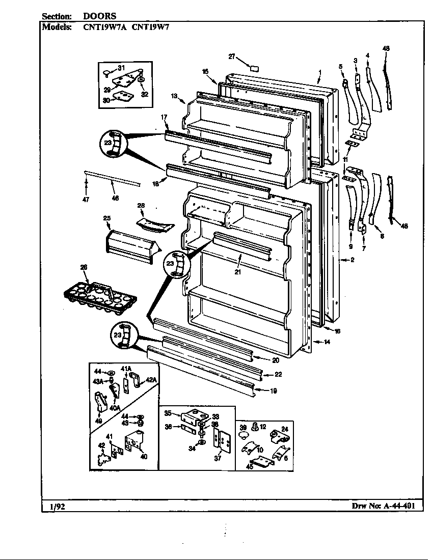 Crosley CNT19W7A/BC56A doors diagram