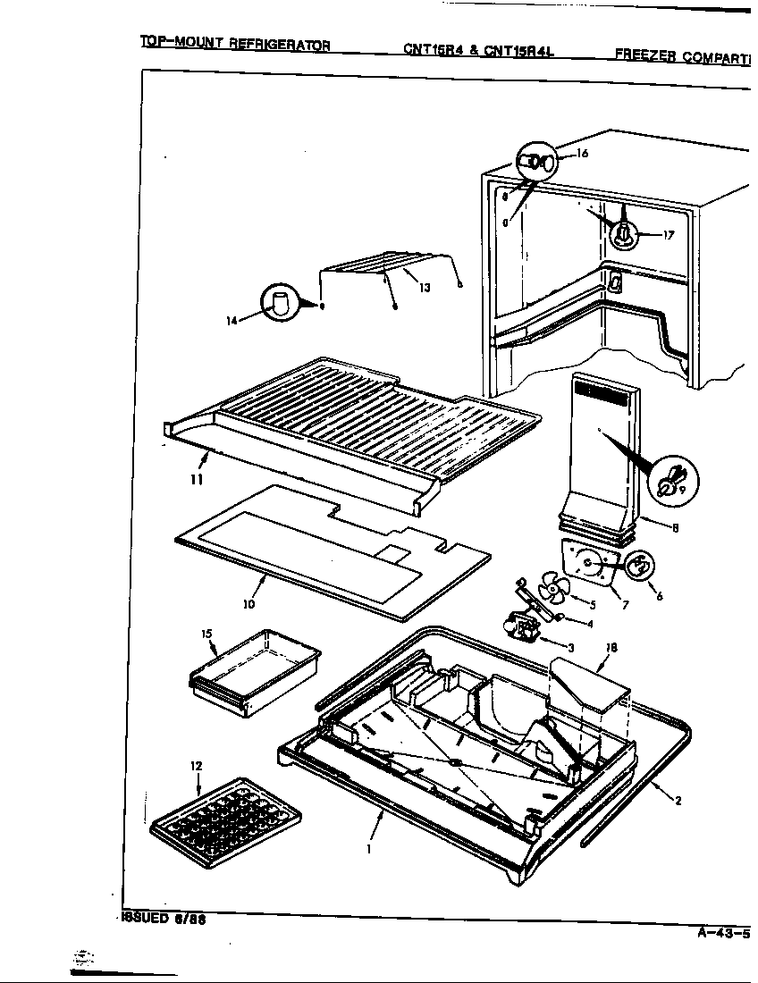 Crosley CNT15R4LH/8A01B freezer compartment diagram