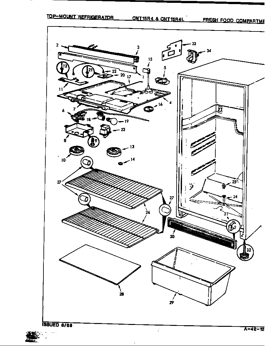 Crosley CNT15R4L/8A49B fresh food compartment diagram