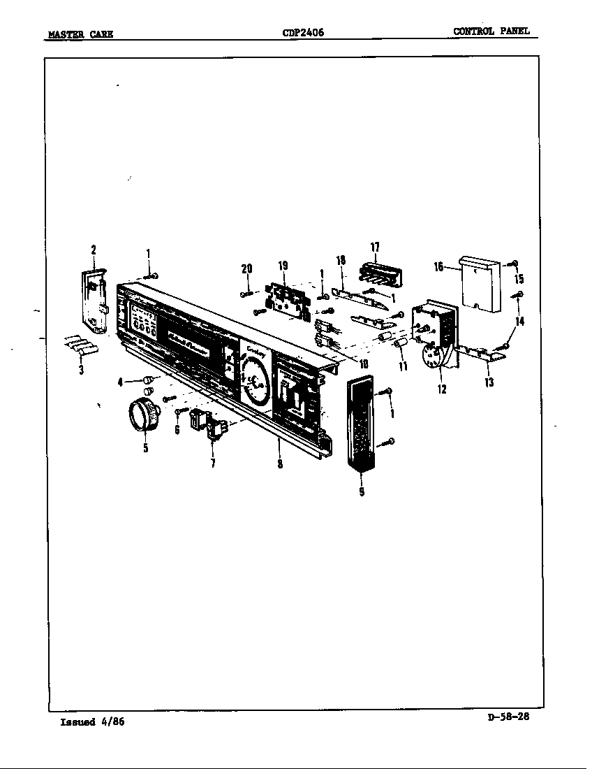 Crosley CDP2406 control panel diagram