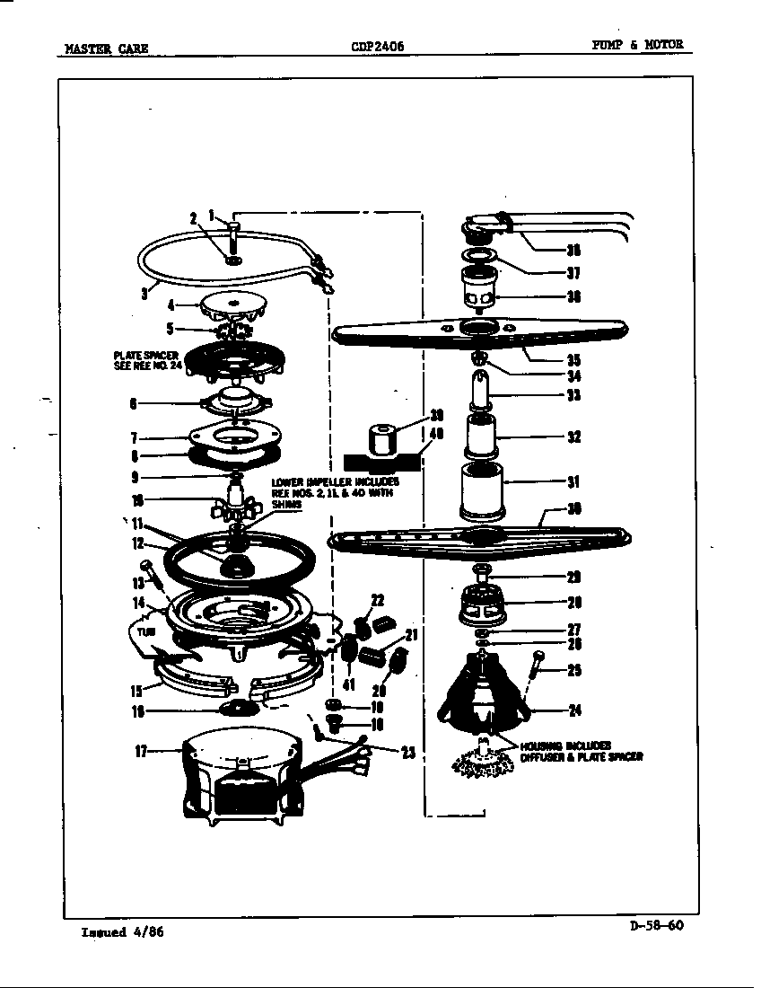 Crosley CDP2406 pump & motor diagram