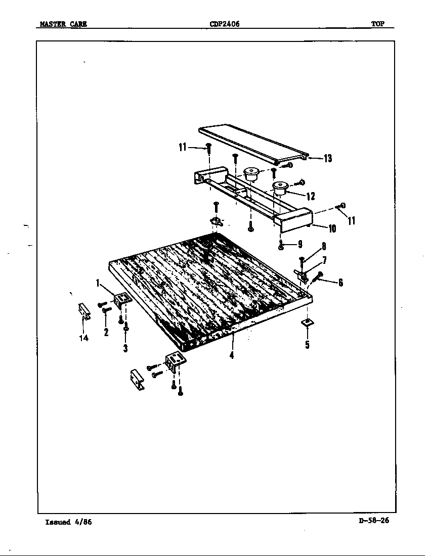 Crosley CDP2406 top assembly diagram