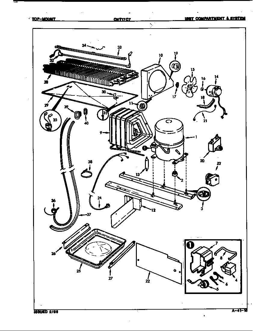Crosley CNT17C7/7A75B unit compartment & system diagram