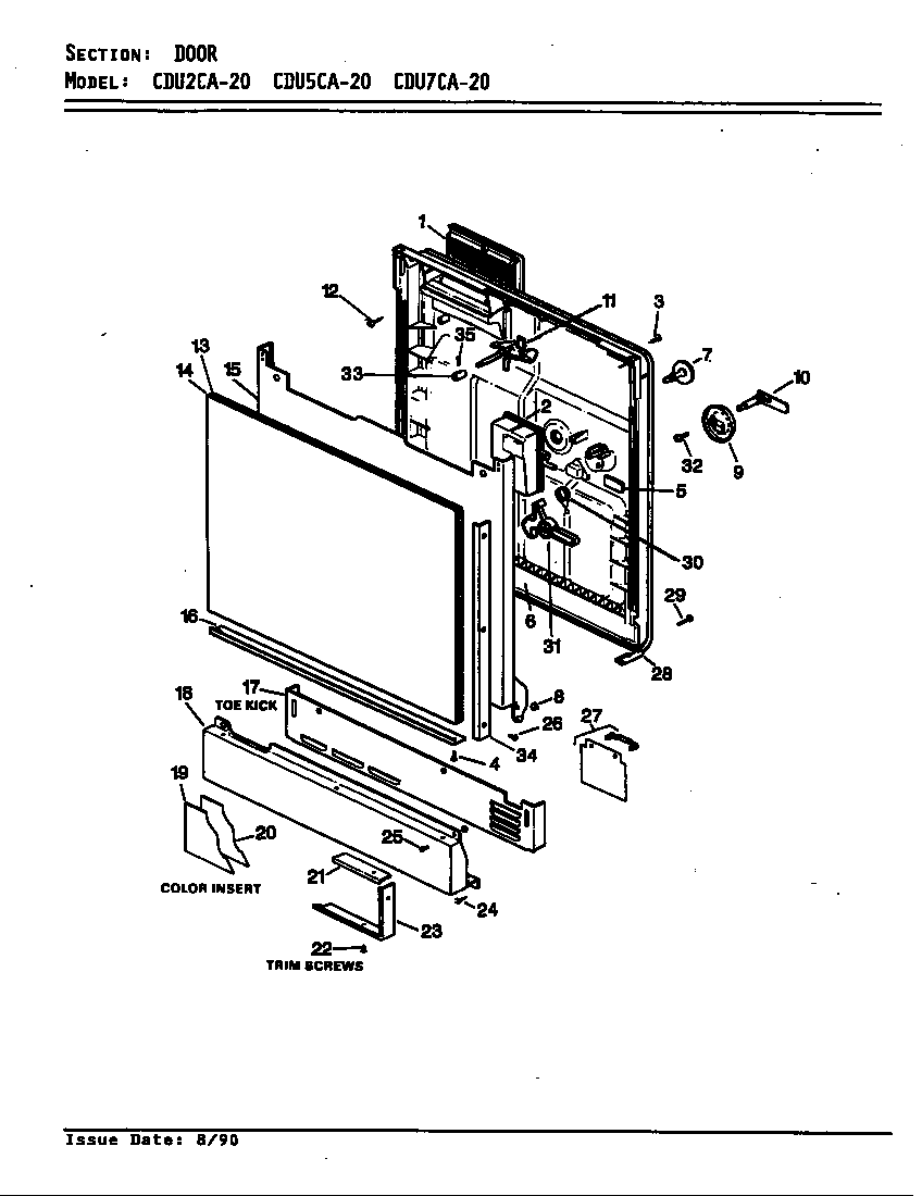 Crosley CDU7CA-20 door diagram