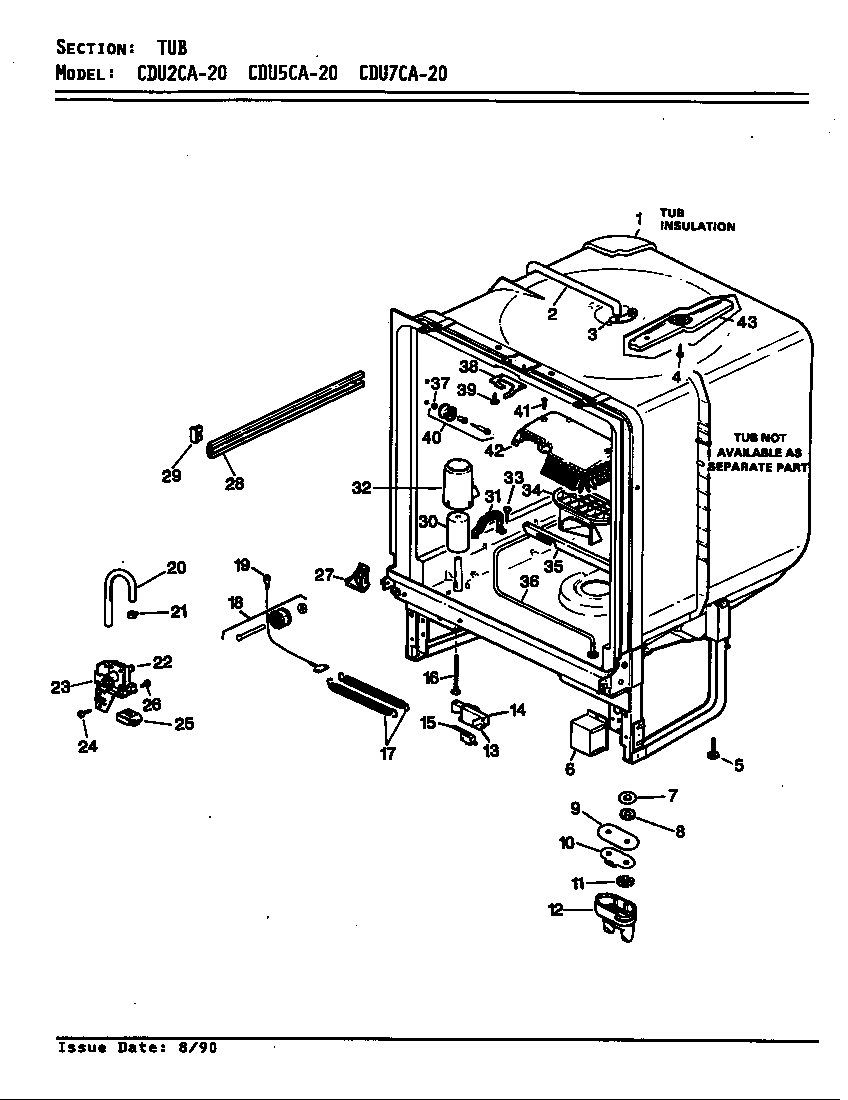 Crosley CDU7CA-20 tub diagram