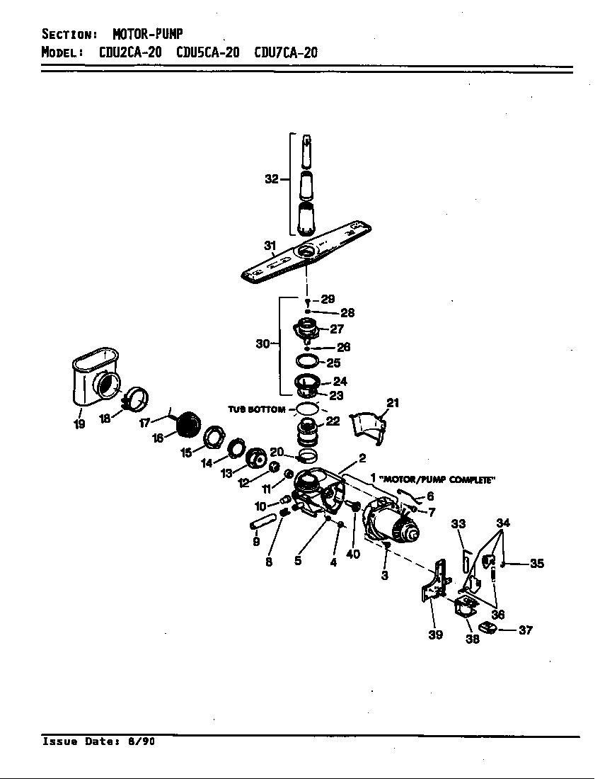 Crosley CDU7CA-20 motor & pump diagram