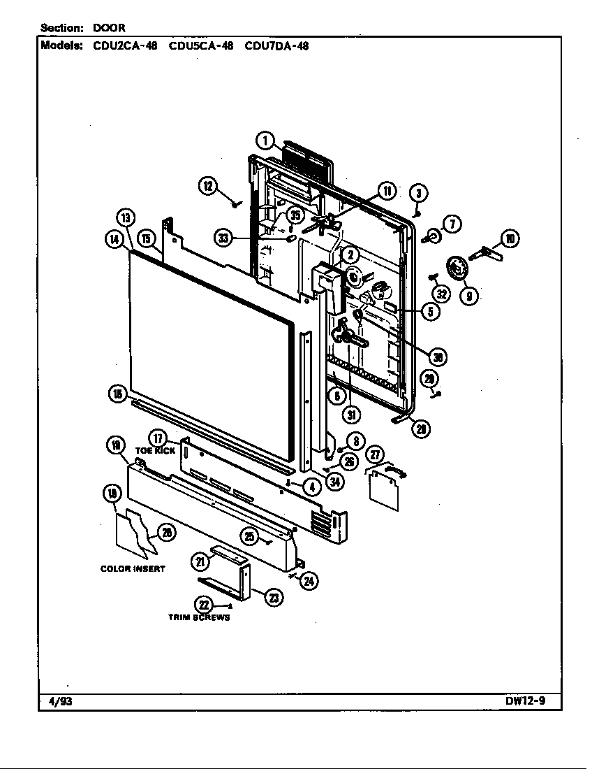 Crosley CDU2CA-48 door diagram