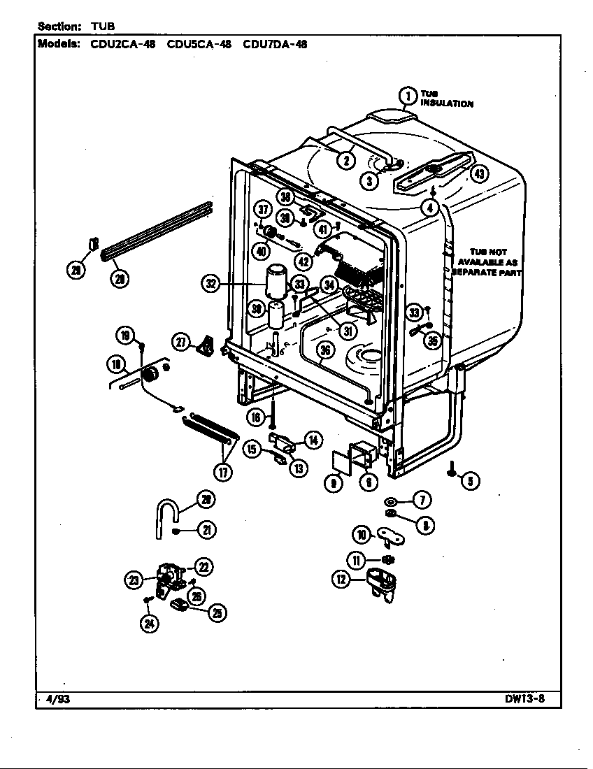 Crosley CDU2CA-48 tub diagram