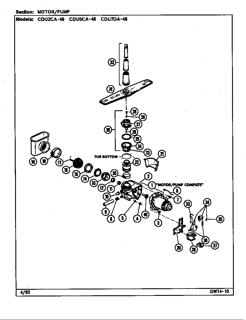 Crosley CDU2CA-48 motor & pump diagram